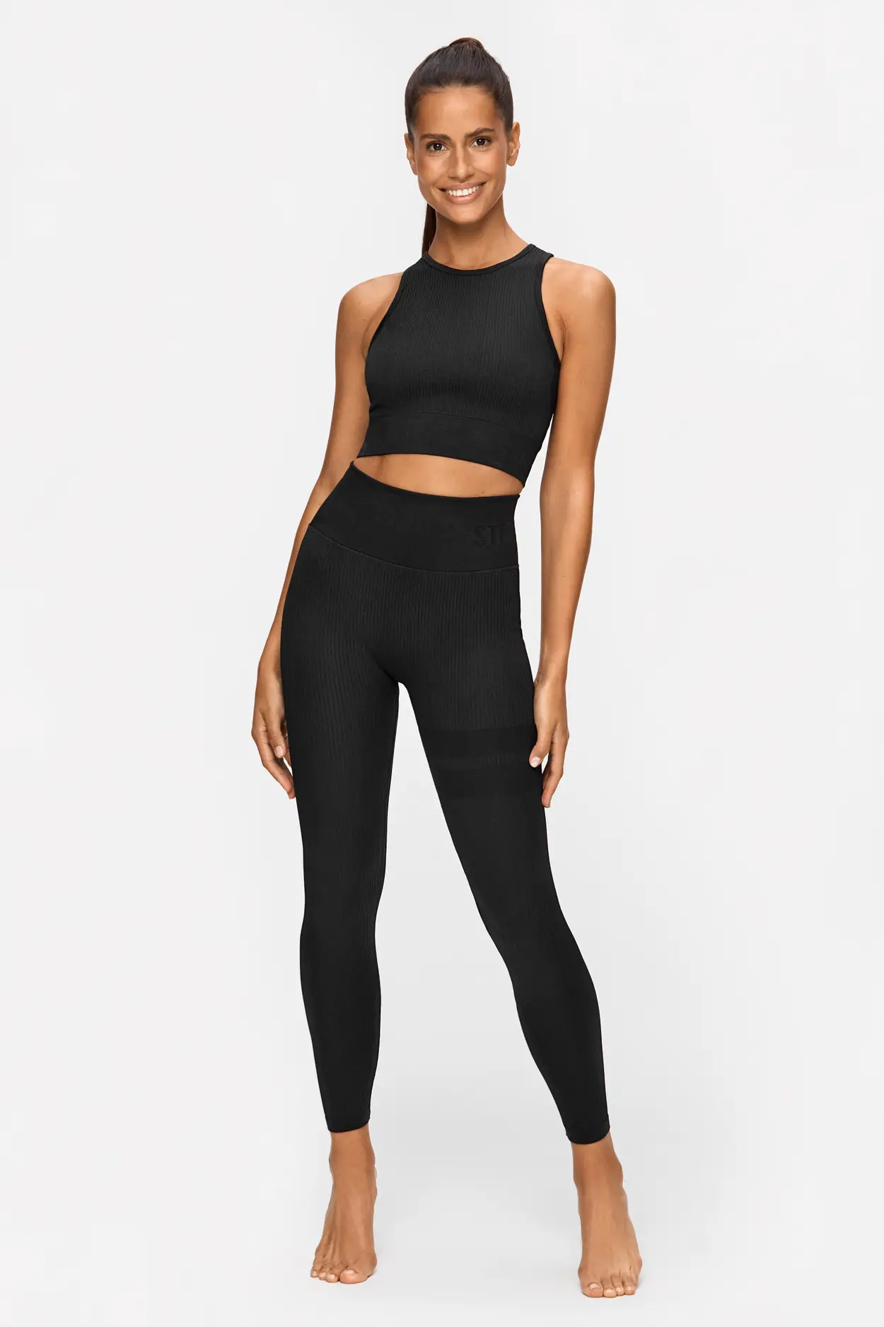 Black Seamless Cable Knit Long Sleeve Top & Legging Set – STYLED