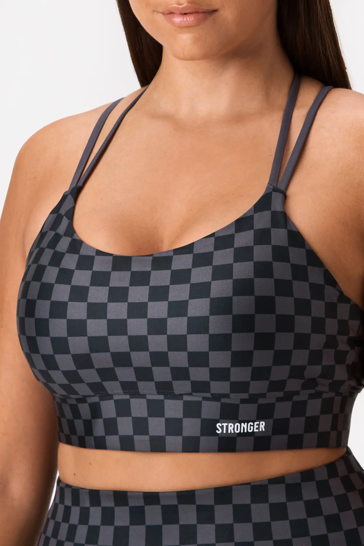 Checkered Strappy Sports Bra, Medium Support, Buy Online