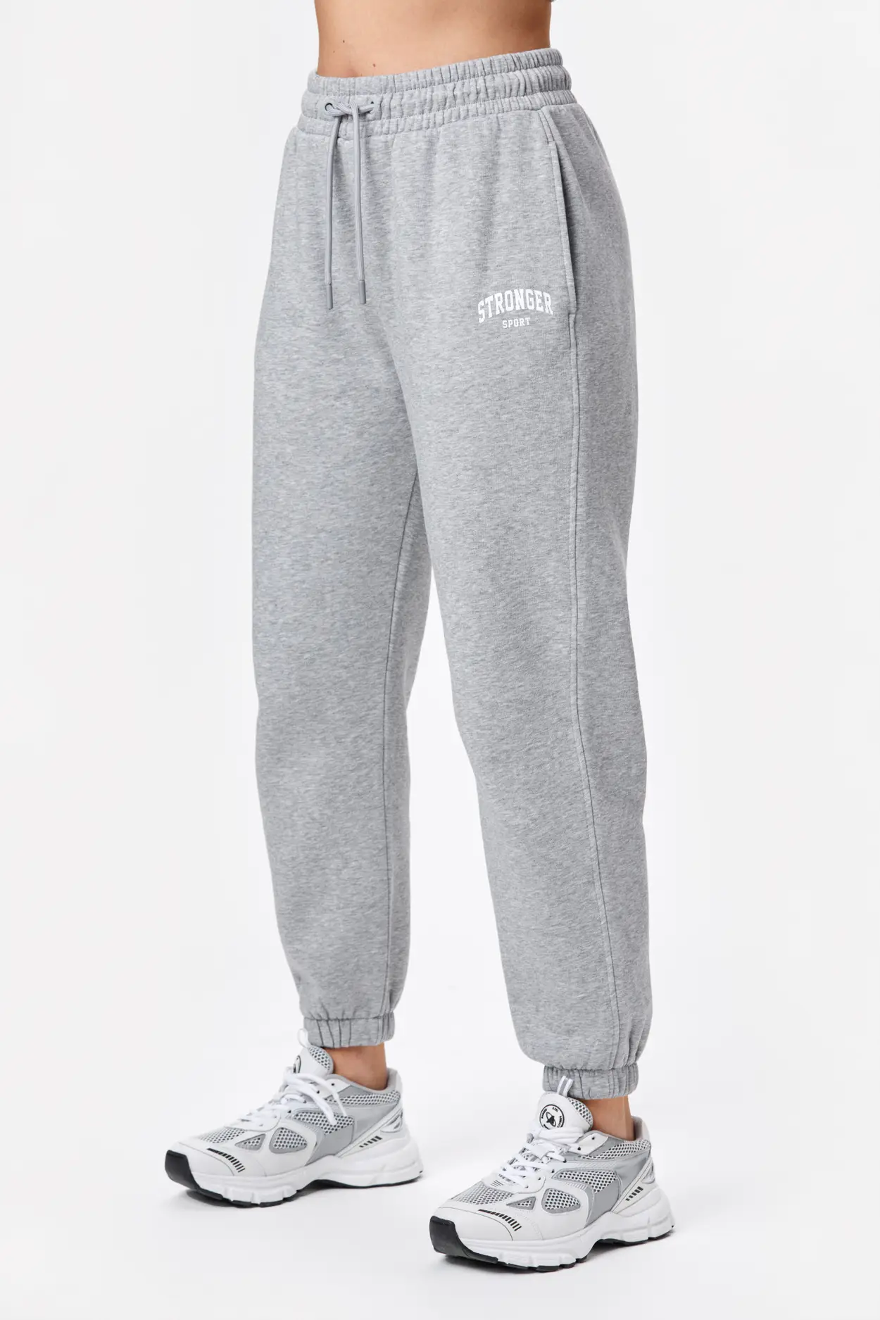 2-piece Loose Fit Hoodie and Joggers Set - Light gray melange