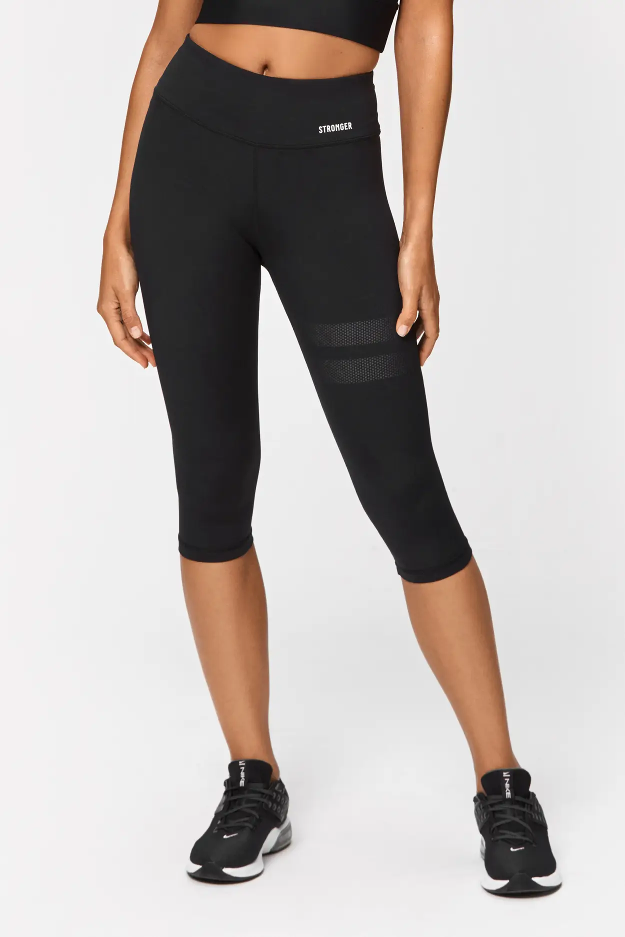 NEVER QUIT Women's Capri Leggings Workout Yoga Pants 3/4 Length Half Tights  (Large, Black)