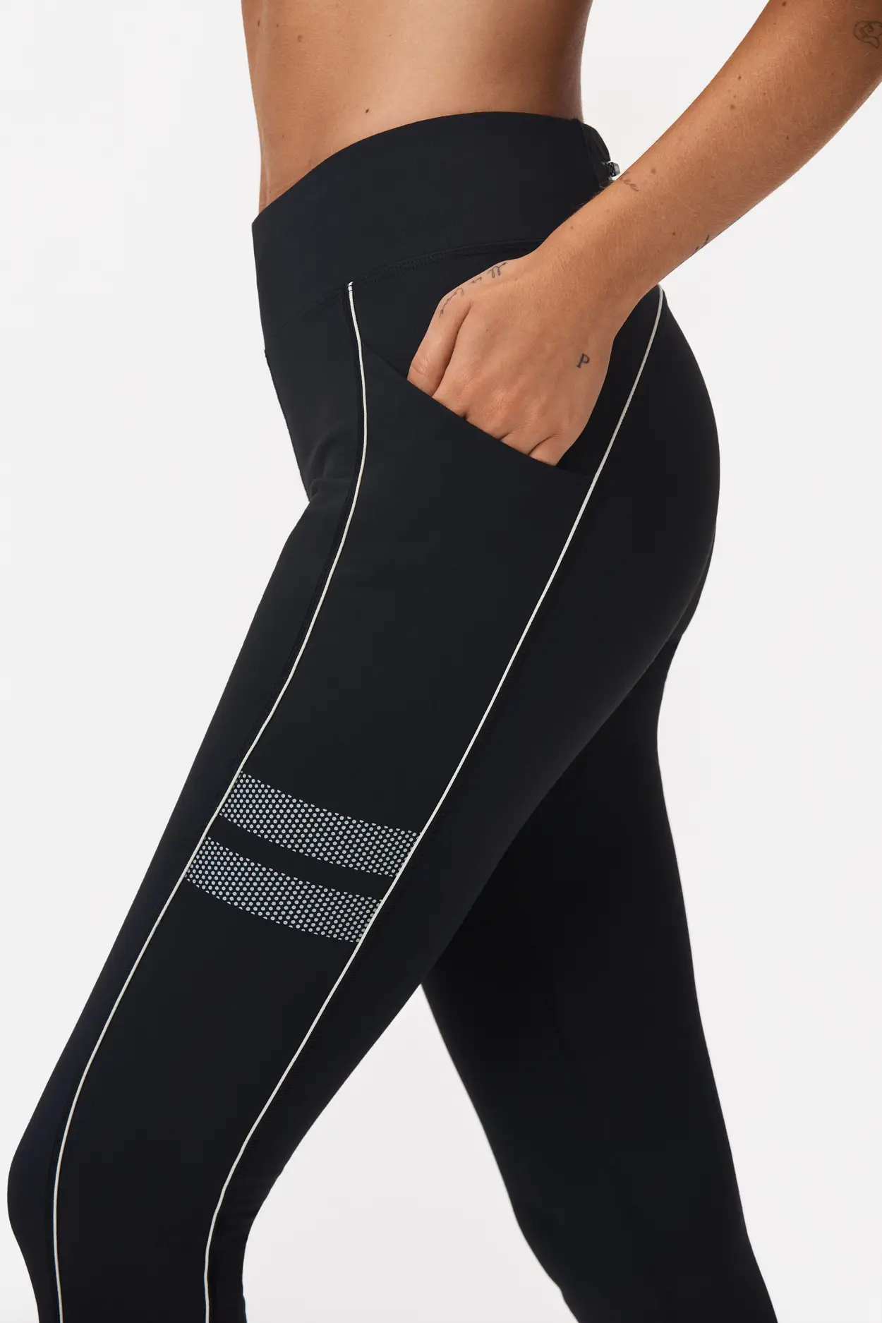 High-Waisted Zip-Pocket Side-Rib Elevate 7/8-Length Leggings for Women
