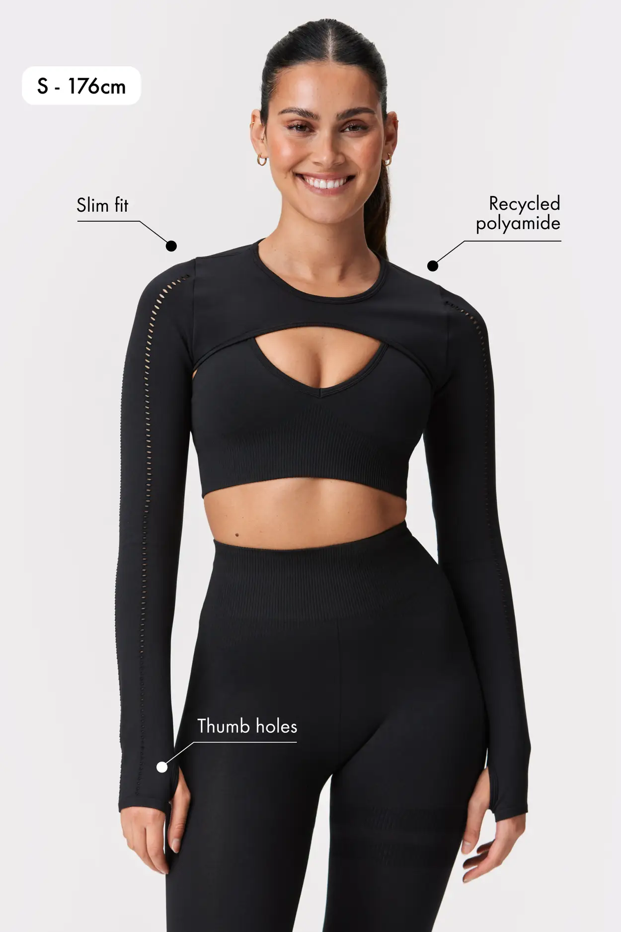 Thumb Holes Yoga Crop Top, Workout Compression Athletic Shirts