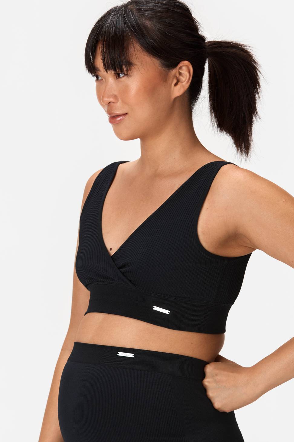 Rib Seamless Maternity Sports Bra